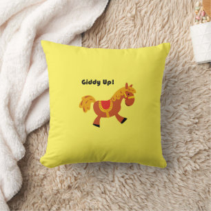 Giddy Up Brown Saddle Horse, Niedlicher Kid's Cart Kissen