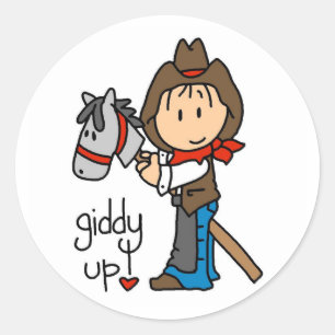 Giddy Up Cowboy Tshirts und Geschenke Runder Aufkleber
