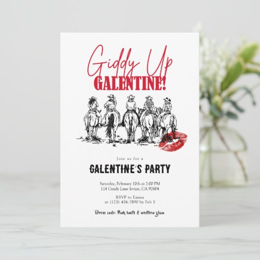 Giddy Up Galentine’s Day Einladung (Stehend Vorderseite)