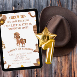 Giddy Up Horse, Western 1. Geburtstag Einladung