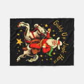 Giddy Up Jingle Horse Funny Retro Santa Cowboy Chr Fleecedecke (Vorderseite (Horizontal))