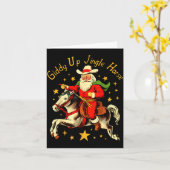 Giddy Up Jingle Horse Funny Retro Santa Cowboy Chr Karte (Gelbe Blume)