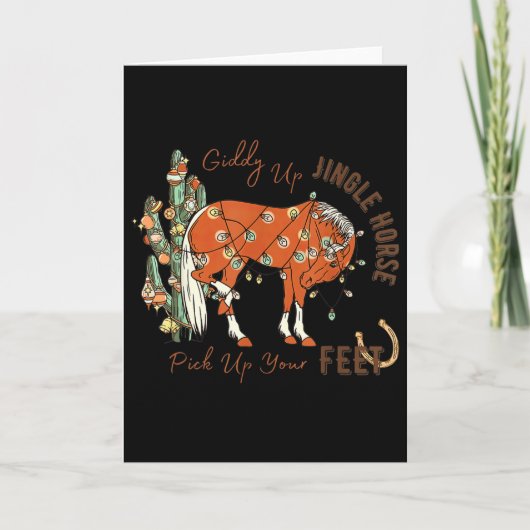 Giddy Up Jingle Pferd Heb deine Füße Cactus Kuh Karte (Vorderseite)