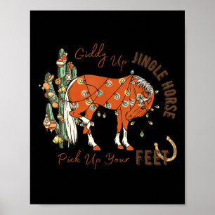 Giddy Up Jingle Pferd holt die Kakteen-Kuh in die Poster