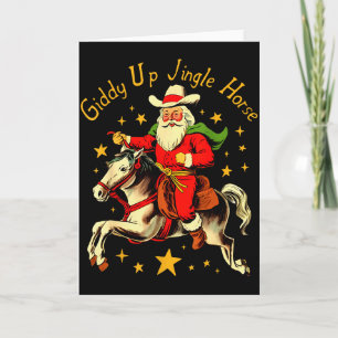 Giddy Up Jingle Pferd Lustig Retro Santa Cowboy Ch Karte
