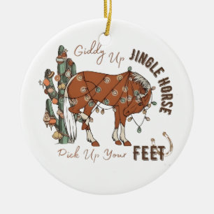 Giddy Up Jingle Pferde holen Weihnachten auf Keramik Ornament