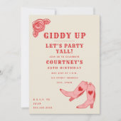 Giddy Up Let's Party Pink Cowgirl Geburtstag Einladung (Vorderseite)