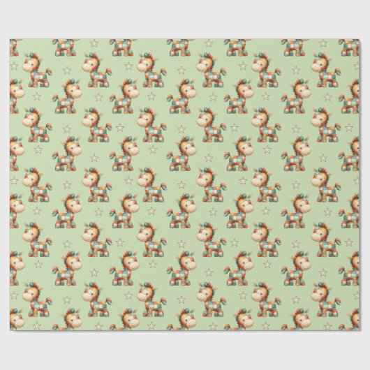 Giddy-Up Patchwork Pony Birthday Geschenkpapier (Flach)