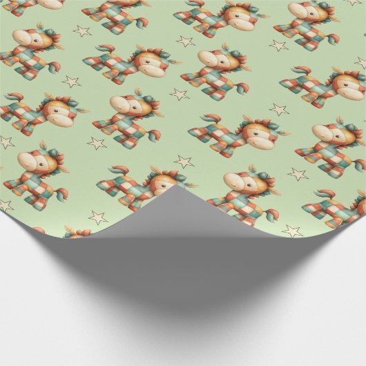 Giddy-Up Patchwork Pony Birthday Geschenkpapier (Ecke)