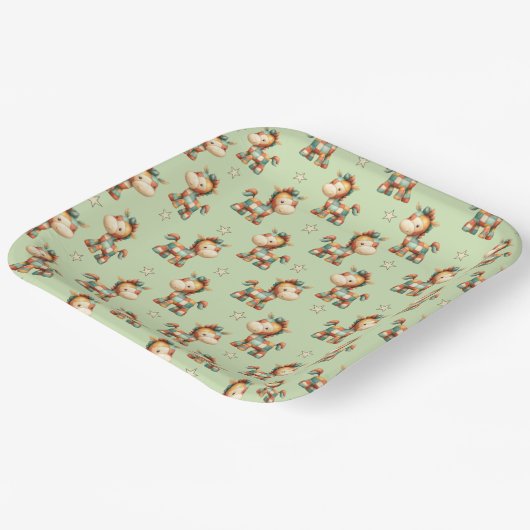 Giddy-Up Patchwork Pony Birthday Pappteller (Gewinkelt)