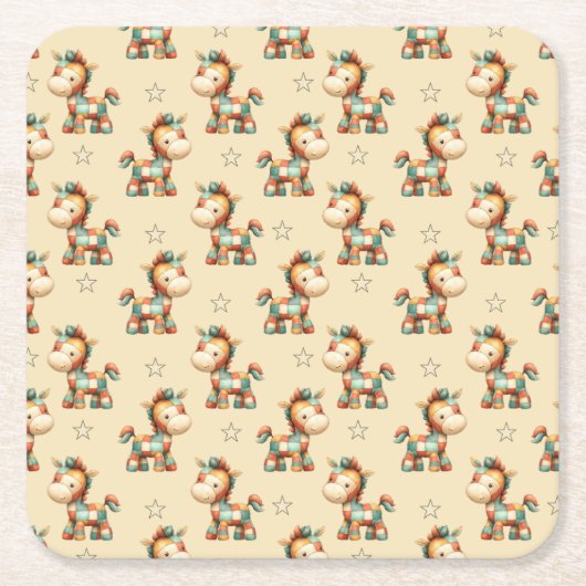 Giddy-Up Patchwork Pony Birthday Rechteckiger Pappuntersetzer (Vorderseite)