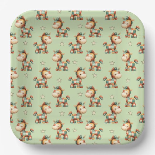 Giddy-Up Patchwork-Pony-Geburtstag Pappteller (Vorderseite)
