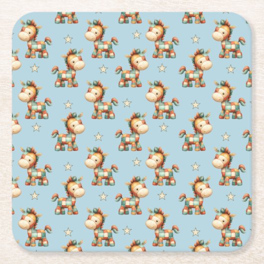 Giddy-Up Patchwork-Pony-Geburtstag Rechteckiger Pappuntersetzer (Vorderseite)
