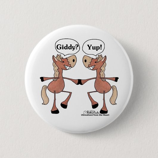 Giddy Up Pferde Button (Vorderseite)