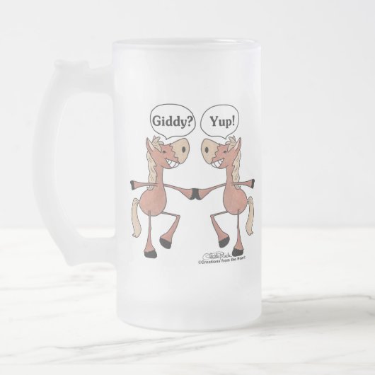 Giddy Up Pferde Mattglas Bierglas (Links)