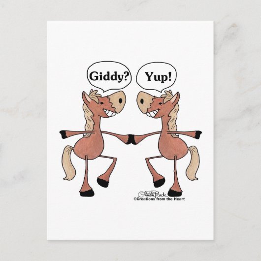 Giddy Up Pferde Postkarte (Vorderseite)