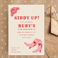 Giddy Up Pink Cowgirl Boots Rose Geburtstag