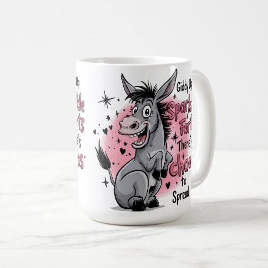 Giddy Up Sparkle Furz Funny Donkey Graphic Kaffeetasse (VorderseiteRechts)