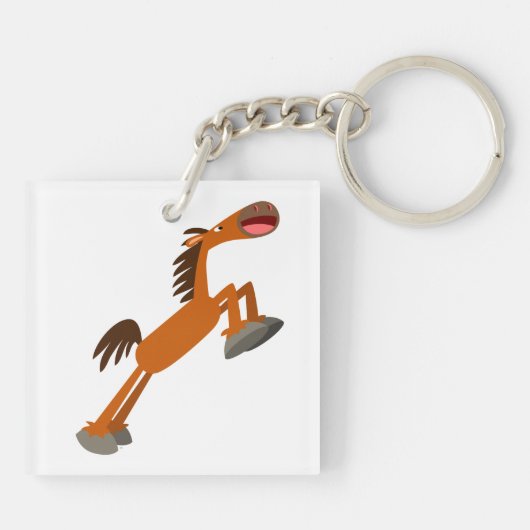 Giddyup, Horsey! Cartoon Pferd Akryllischer Schlüs Schlüsselanhänger (Rückseite)