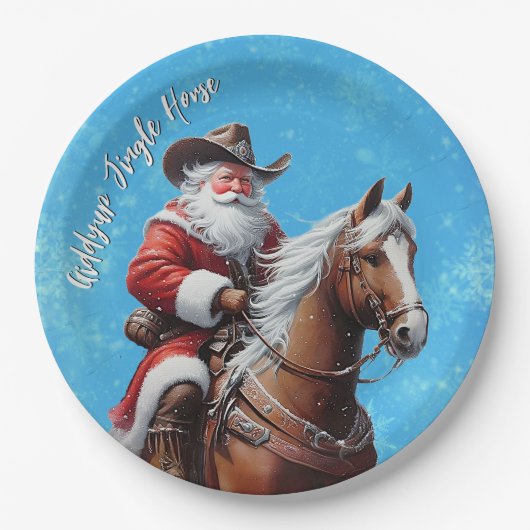 Giddyup Jingle Horse Santa Claus Weihnachtsgeschen Pappteller (Vorderseite)