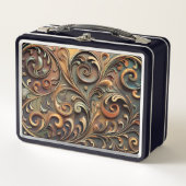 Gided Baroque Scrollwork Metal Lunchbox (Vorderseite)