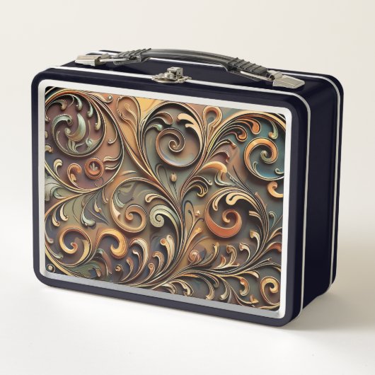 Gided Baroque Scrollwork Metal Lunchbox (Vorderseite)