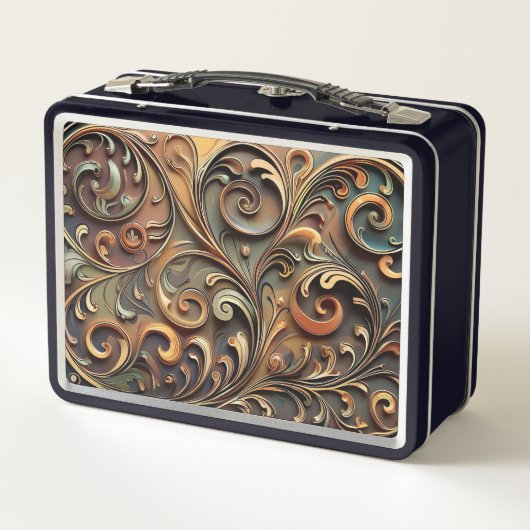 Gided Baroque Scrollwork Metal Lunchbox (Rückseite)