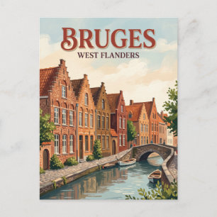 Giebelhäuser am Kanal in Brügge Belgien Postkarte