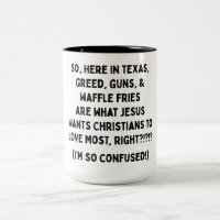 Gier, Waffen und Waffelfriede Tasse