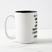 Gier, Waffen und Waffelfriede Tasse (Links)