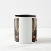 Gieriger Bär, der ein Glas Marmelade frisst. Tasse (Zentrum)