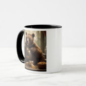 Gieriger Bär, der ein Glas Marmelade frisst. Tasse (Vorderseite Links)