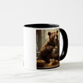 Gieriger Bär, der ein Glas Marmelade frisst. Tasse (VorderseiteRechts)