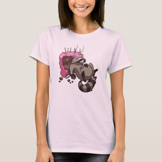 Gieriger Raccoon voll des T-Shirt (Vorderseite)