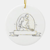 Gießerei-Arbeitskraft-Stahlschöpflöffel Miono Keramik Ornament (Vorne)