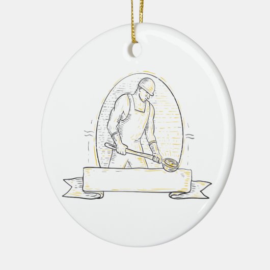 Gießerei-Arbeitskraft-Stahlschöpflöffel Miono Keramik Ornament (Links)