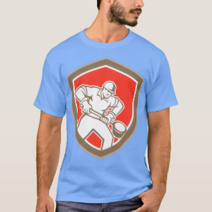 Gießereiarbeiter hält Retro-T-Löffel T-Shirt
