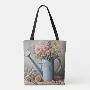 Gießkanne, Schwarz-Weiß-Kunst, Frühlingskunst Tasche
