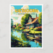 Giethoorn Niederlande Vintage Reise Illustration Postkarte (Vorderseite)