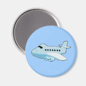gif_airplane_002 BLAUE Cartoon Flugzeug Magnet (Vorderseite/Rückseite)
