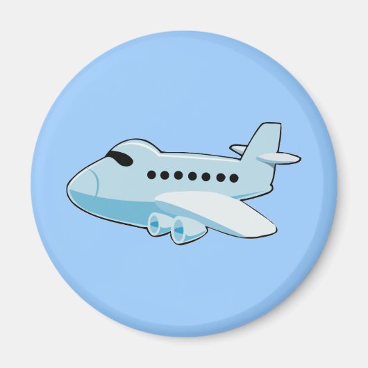 gif_airplane_002 BLAUE Cartoon Flugzeug Magnet (Vorne)