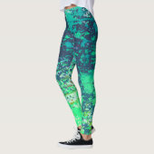 Gift Abstrakt, blauer grüner Spritzer Paint Leggings (Links)