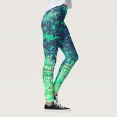 Gift Abstrakt, blauer grüner Spritzer Paint Leggings (Rechts)