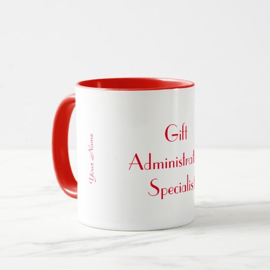 ‚Gift Administration Specialist‘ Tasse (Vorderseite Links)