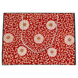 GIFT BAG CHINESISCHER FLORALDRUCK IN ROT UND WEISS GROßE GESCHENKTÜTE