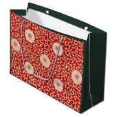 GIFT BAG CHINESISCHER FLORALDRUCK IN ROT UND WEISS GROßE GESCHENKTÜTE (Vorderseite Schrägansicht)