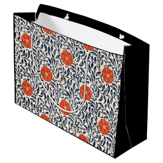 GIFT BAG CHINESISCHES FLORALPATTER GROßE GESCHENKTÜTE (Rückseite Schrägansicht)
