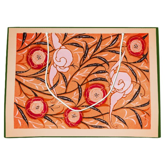 GIFT BAG CHINESISCHES FLORALPATTER IN ORANGE GROßE GESCHENKTÜTE (Vorderseite)