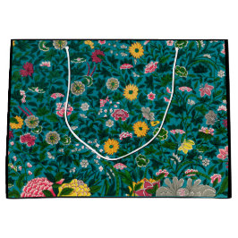 GIFT BAG CHINESISCHES FLORALPATTER SCHWARZ UND GRÜ GROßE GESCHENKTÜTE