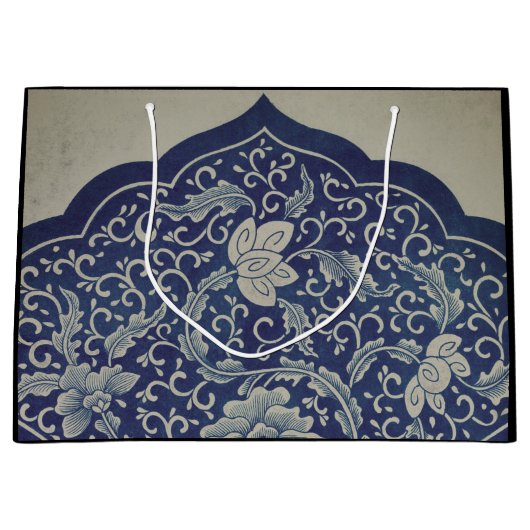 GIFT BAG CHINESISCHES MUSTER SCHWARZ UND BLAU GROßE GESCHENKTÜTE (Vorderseite)